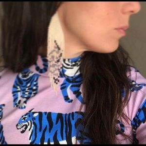 Nooworks Mock neck Shirt Blue Tiger Small